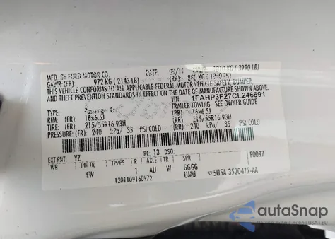 2012 Ford Focus Se from USA, damaged, VIN 1FAHP3F27CL246691